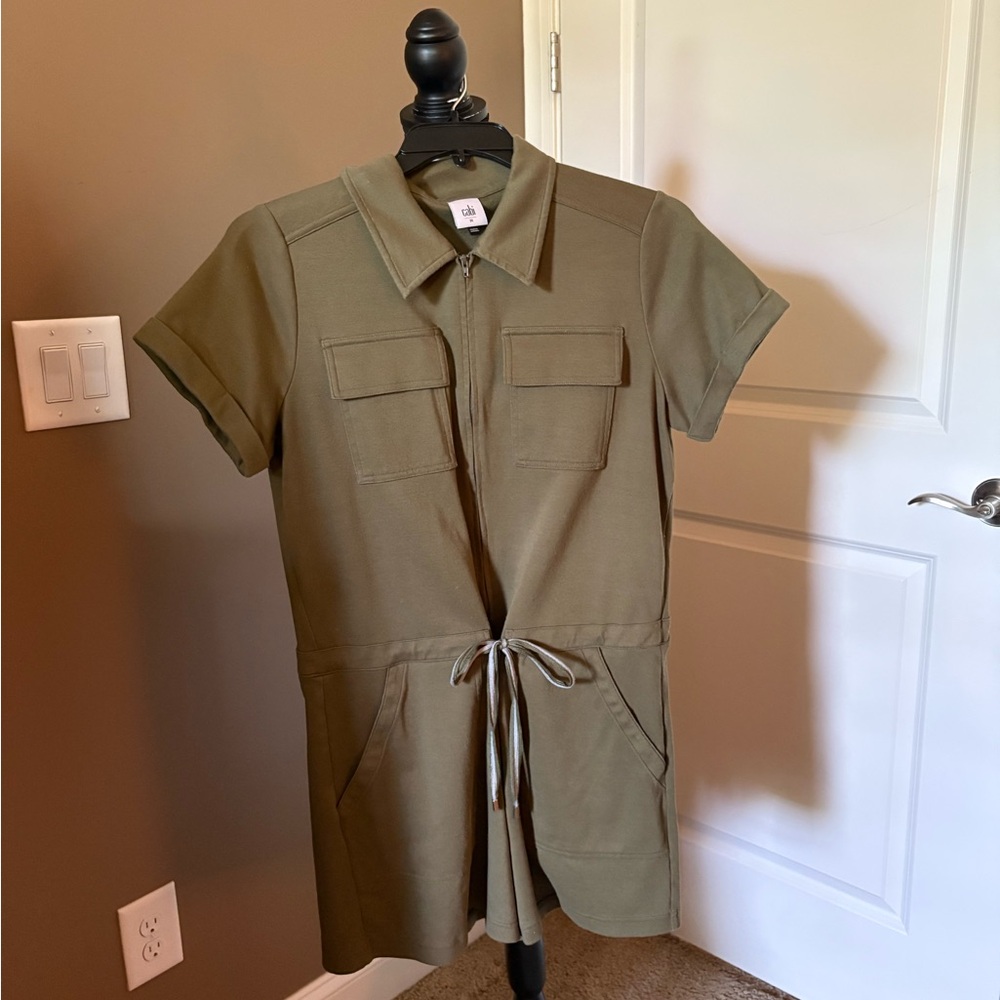 Olive Squad Romper CAbi Khaki/Olive Short Sleeve Jumpsuit